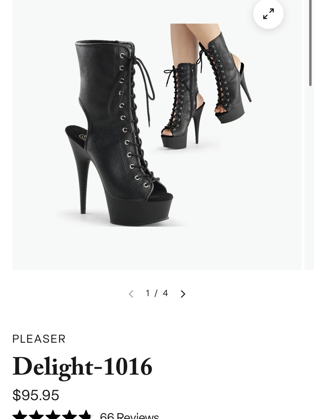 Pleaser Black Lace-Up Peep-Toe Platform Heeled Boots